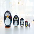 thumbnail image 2 of Bestpysanky Juego De 5 Pingüinos Muñecos Nido De Madera De 5 Pulgadas, 2 of 5