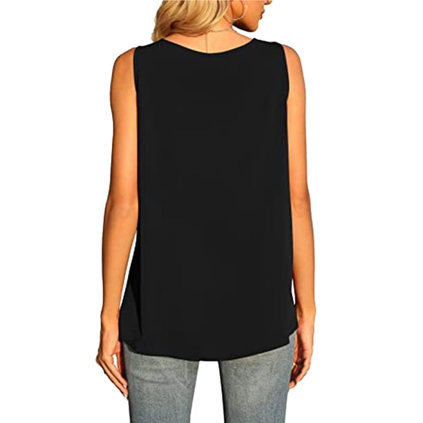 Camisa de gasa sin mangas para mujer, camiseta sin mangas con cremallera y cuello en V para mujer, camiseta sin mangas con cremallera y cuello en V para mujer, funcionalidad de alta precisión