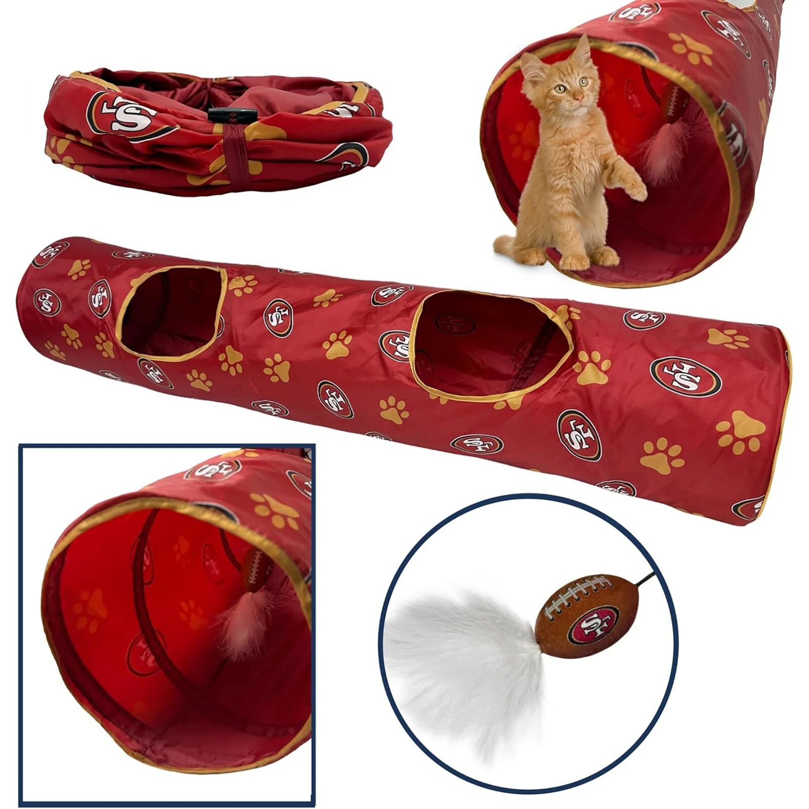 Pets First NFL Cat Tunnel Tube Toy & Plush Football Toy Filled with Catnip