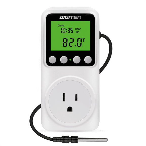 DIGITEN Temperature Controller Day/Night Temperature Controlled Outlet Reptile Thermostat Timer Greenhouse Thermostat with Timer Heat Mat Thermostat Outlet Heating Cooling Temp Control for Homebrewing