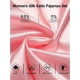 thumbnail image 4 of Womens Silk Pajama Sets Long Sleeve Satin Pajamas Set for Women Classic Button Down Silk Pajamas Women Satin Sleepwear Set Womens Soft Loungewear Set with Long Pants, S-XL (Pink), 4 of 13
