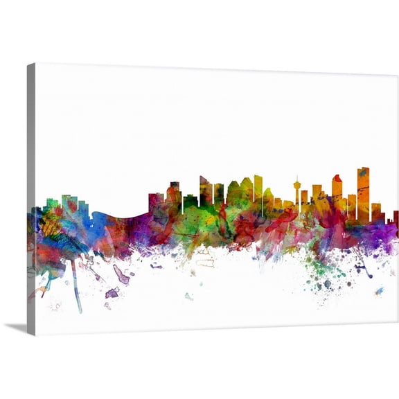 Great BIG Canvas | "Calgary Canada Skyline" Canvas Wall Art - 24x16