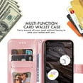 thumbnail image 6 of SaniMore for Google Pixel 7A Case with Wrist Strap, Fashion Flower Embossing Design for Girls/Women, Dual Magnet Card Holder Wallet Cover Kickstand Shockproof for Google Pixel 7A, Rosegold, 6 of 9