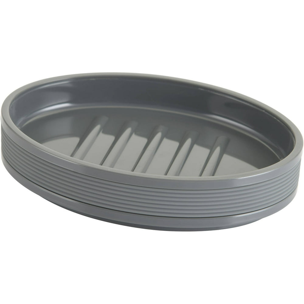Mainstays Soft Touch Grey Plastic Soap Dish, 1 Each