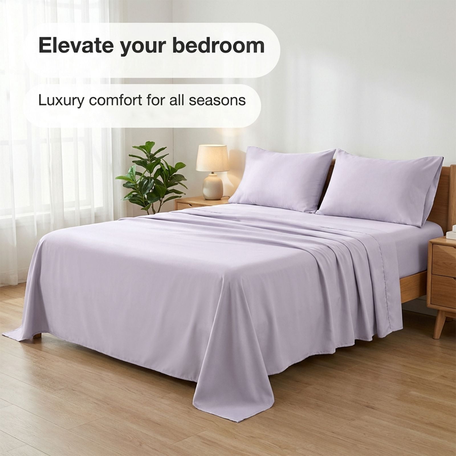 4Pcs Ultra-Soft 85g Sheet and Pillowcase Set, Soft Solid Color, Machine Washable, Suitable For All Seasons, Christmas Comfortable Bedding Set, Available For Single, Double, King, and Queen Beds