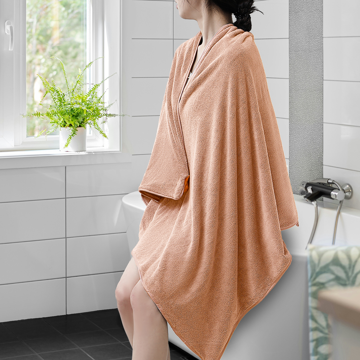 Kebury 18 Piece Family Bath Towels Set - 6 Bath Sheets, 6 Hand Towels & 6 Washcloths - Microfiber Shower Towels with Hanging Loop Absorbent Ultra Soft Towels for Bathroom Spa Gym- Dark Orange
