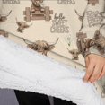 thumbnail image 3 of Oversized Wearable Blanket Hoodie,Beige Highland Cow Fence Pattern Sherpa Blanket Hoodie with Super Pockets,Super Warm Fuzzy Pullover for Women & Men, 3 of 6