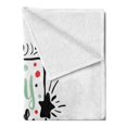thumbnail image 2 of Joy Soft Flannel Fleece Blanket, Hand Drawn Abstract Christmas Themed Sock Pattern with Swirls and Stars Dots, Cozy Plush for Indoor and Outdoor Use, 50" x 60", Turquoise Red Black, by Ambesonne, 2 of 5