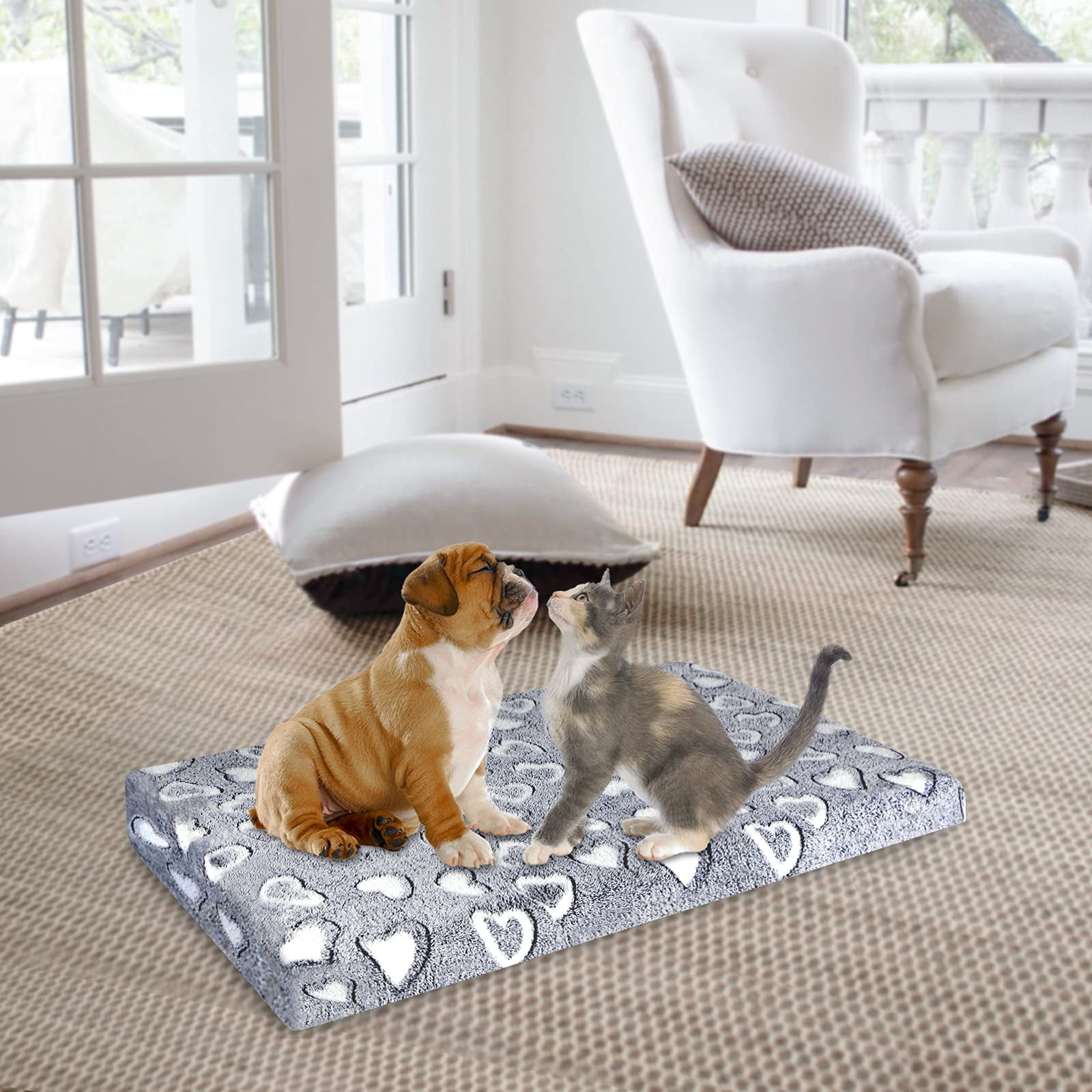 Reversible Dog Crate Mat  Stylish Bed With Waterproof Linings And Removable Washable Cover Firm Support Pad For Small To Xx-large Dogs Grey
