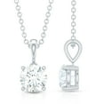 thumbnail image 4 of Rosec Jewels Lab Created Diamond Solitaire Pendant Necklace 1 Ct - 6 mm, with Chain (EF-VS Quality), 925 Sterling Silver, 4 of 7