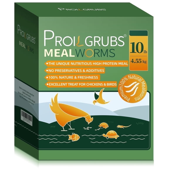 Proilgrubs Premium Dried Mealworm  10LB - 60%+ High Protein Natural Treat for Chickens, Reptiles& Birds- Non-GMO, No Fillers