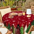 thumbnail image 3 of Colorful Xmas Tree 60 Round Tablecloth Merry Christmas Circle Table Cloths Winter Snowflake Circular Tablecloths for Holiday Dining Kitchen Decor Red, 3 of 6
