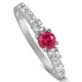 thumbnail image 2 of 1.5 Carat Round Shape Red Ruby Moissanite Diamond Wedding Ring Set in 10k White Gold, 2 of 4