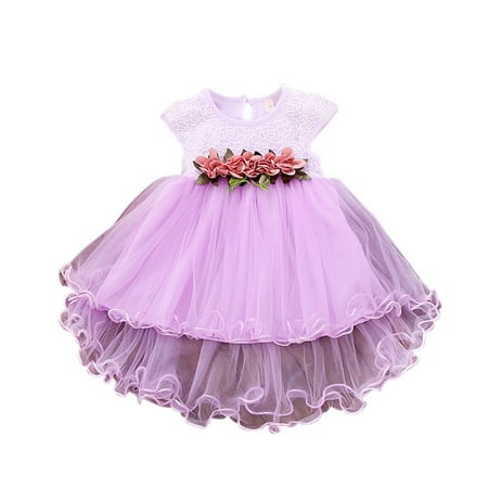 

Infant Kids Baby Girl Clothes Summer Floral Print Sleeveless Cotton Princess Party Dresses Mesh Girls Clothes Girls Ball Gown
