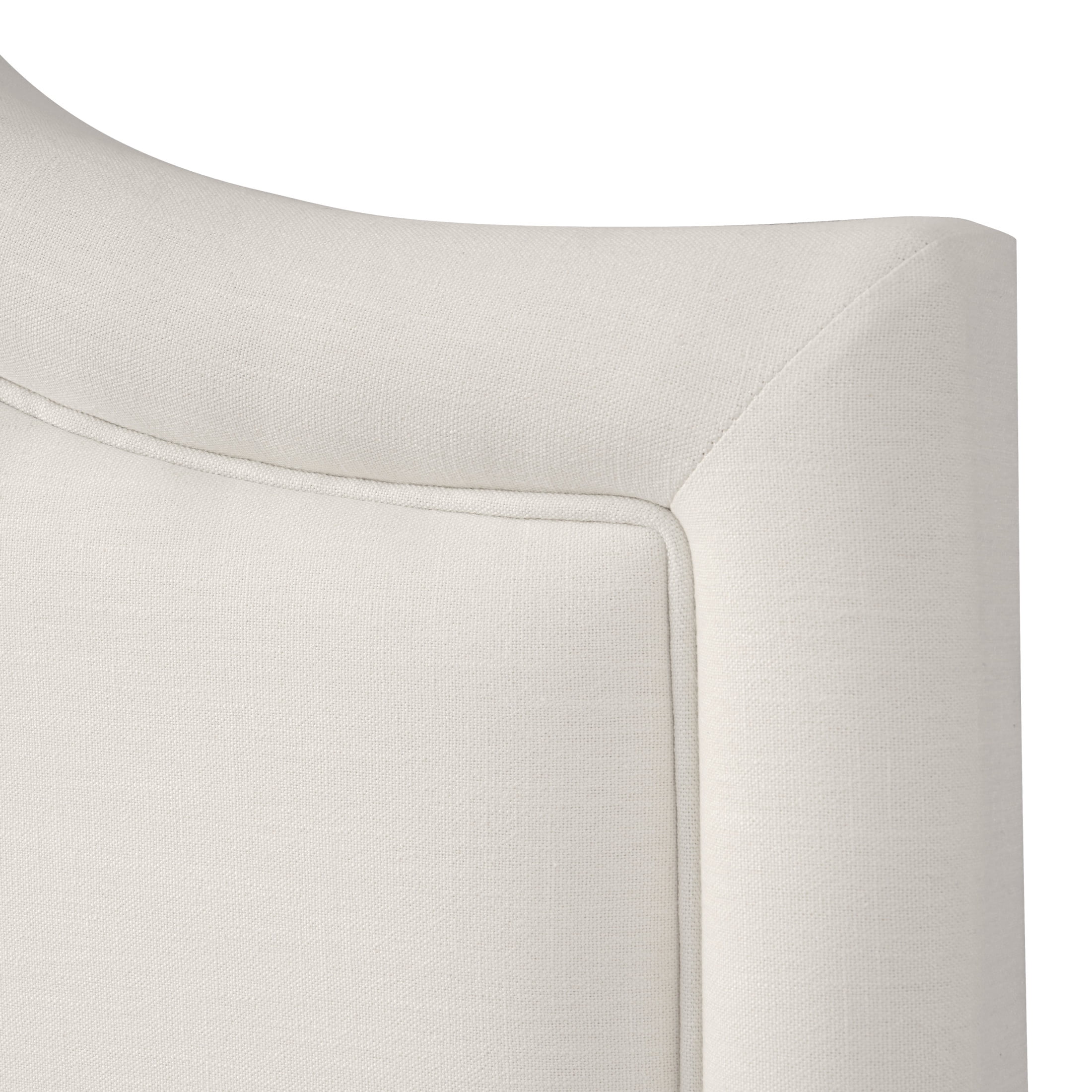 Christopher Knight Home California King Upholstered Platform Bed with Curved Thick Padded Headboard, Iron Legs, Off White