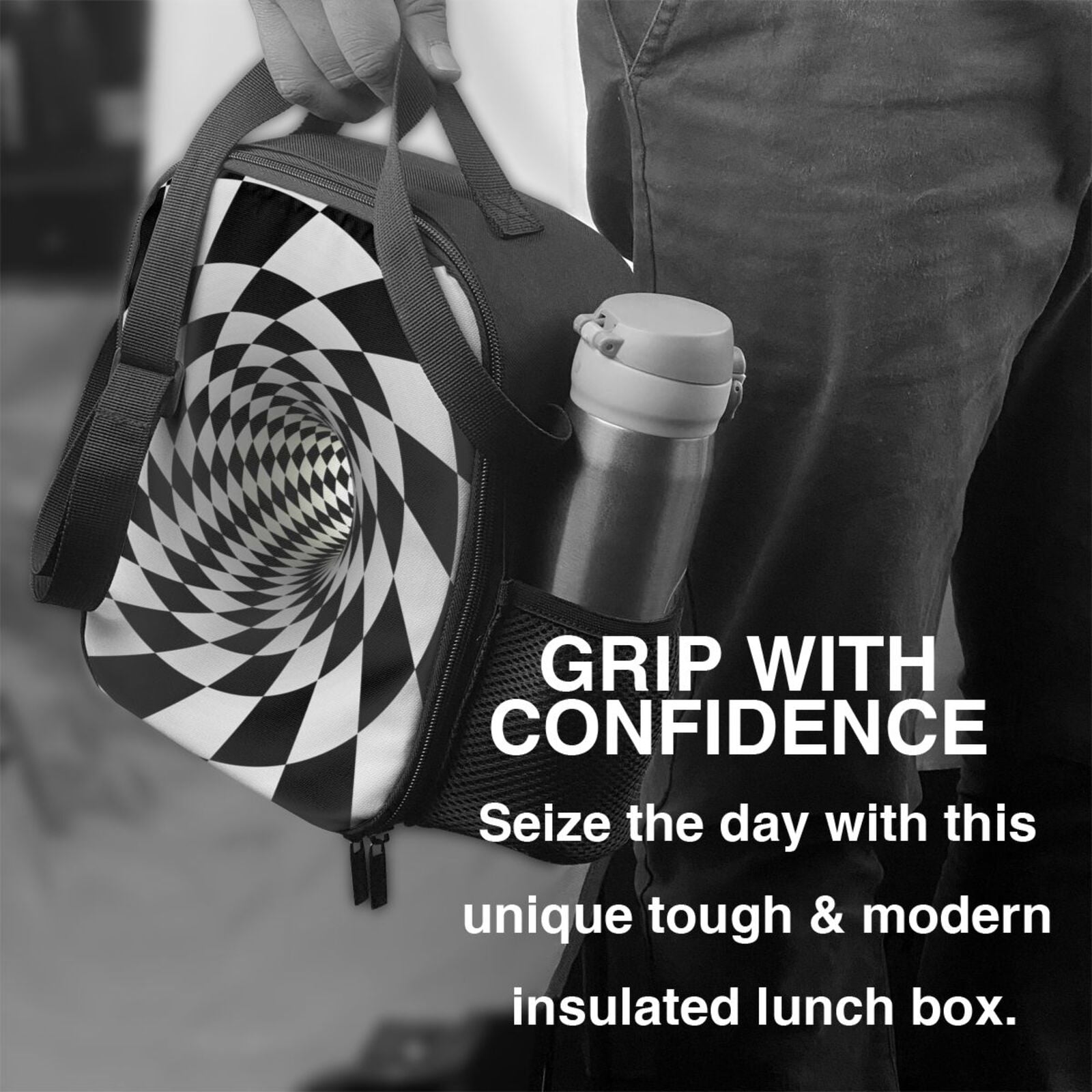Ratiio 3D Vortex Illusion Print Lunch Box - Reusable Lunch Bag Men Adult Women- Insulated LunchBox