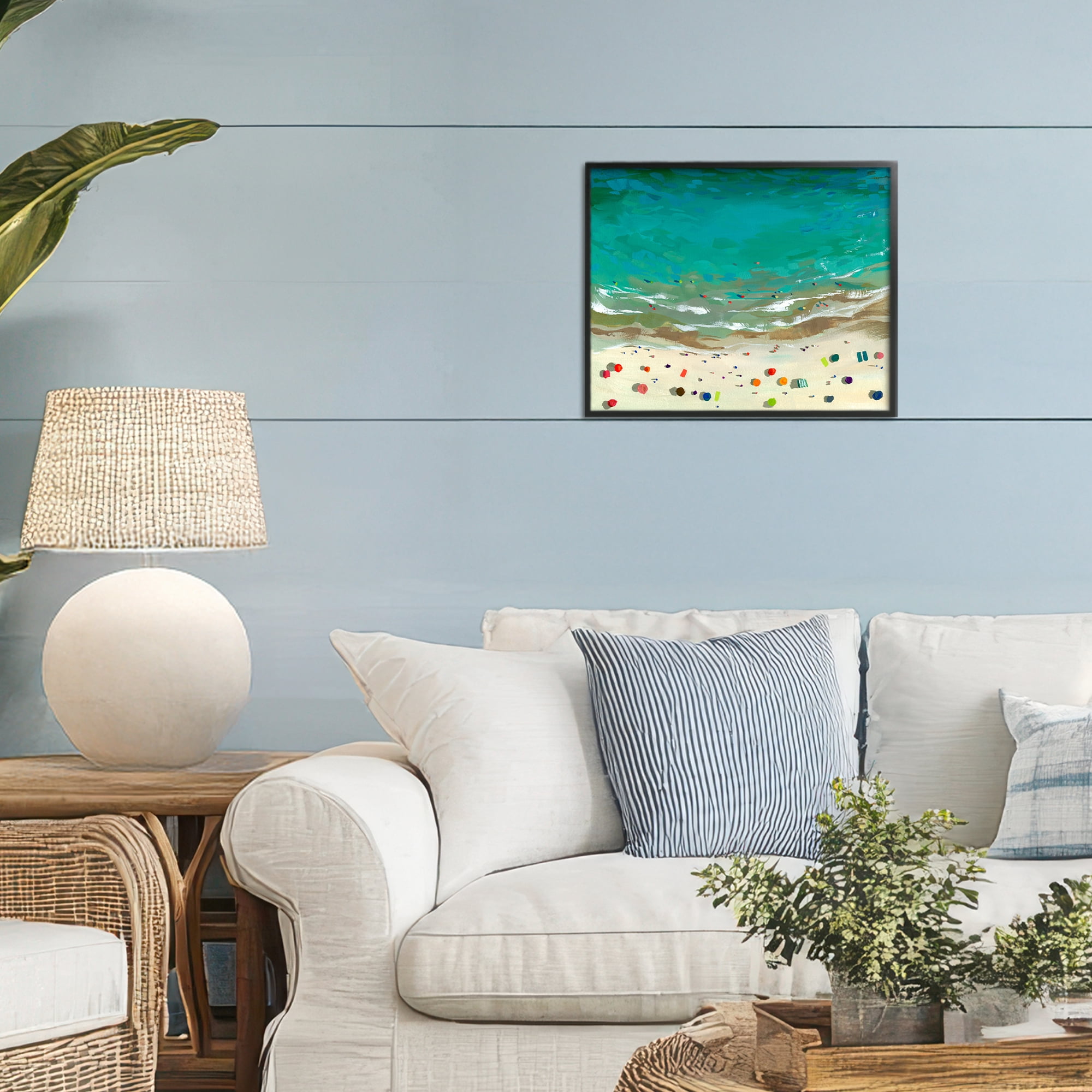 Stupell Industries Aerial Turquoise Shoreline Black Framed Giclee Art, design by Brook Page