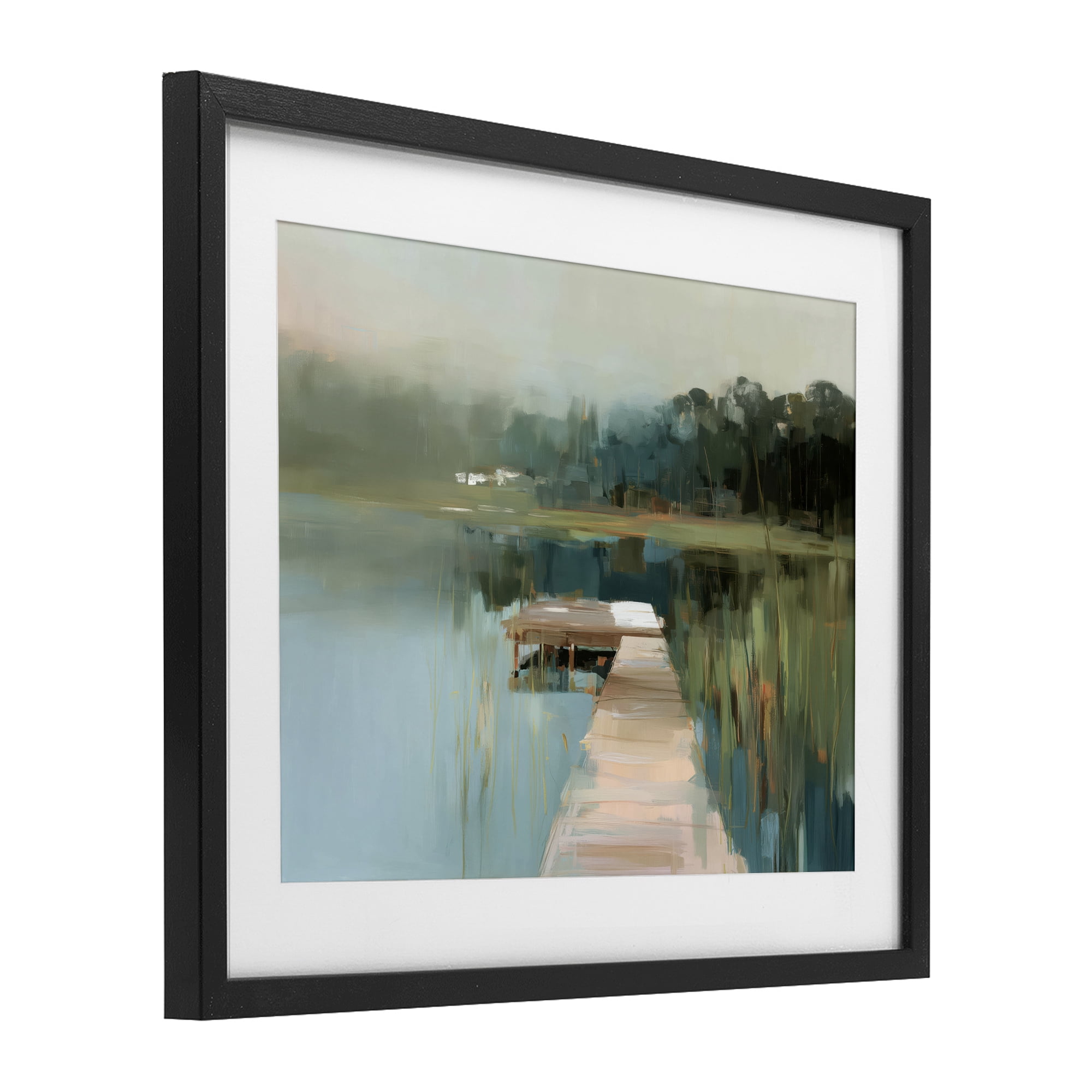 Stupell Industries Marsh Pier Abstraction Black Framed Print Under Glass, design by Kim Curinga