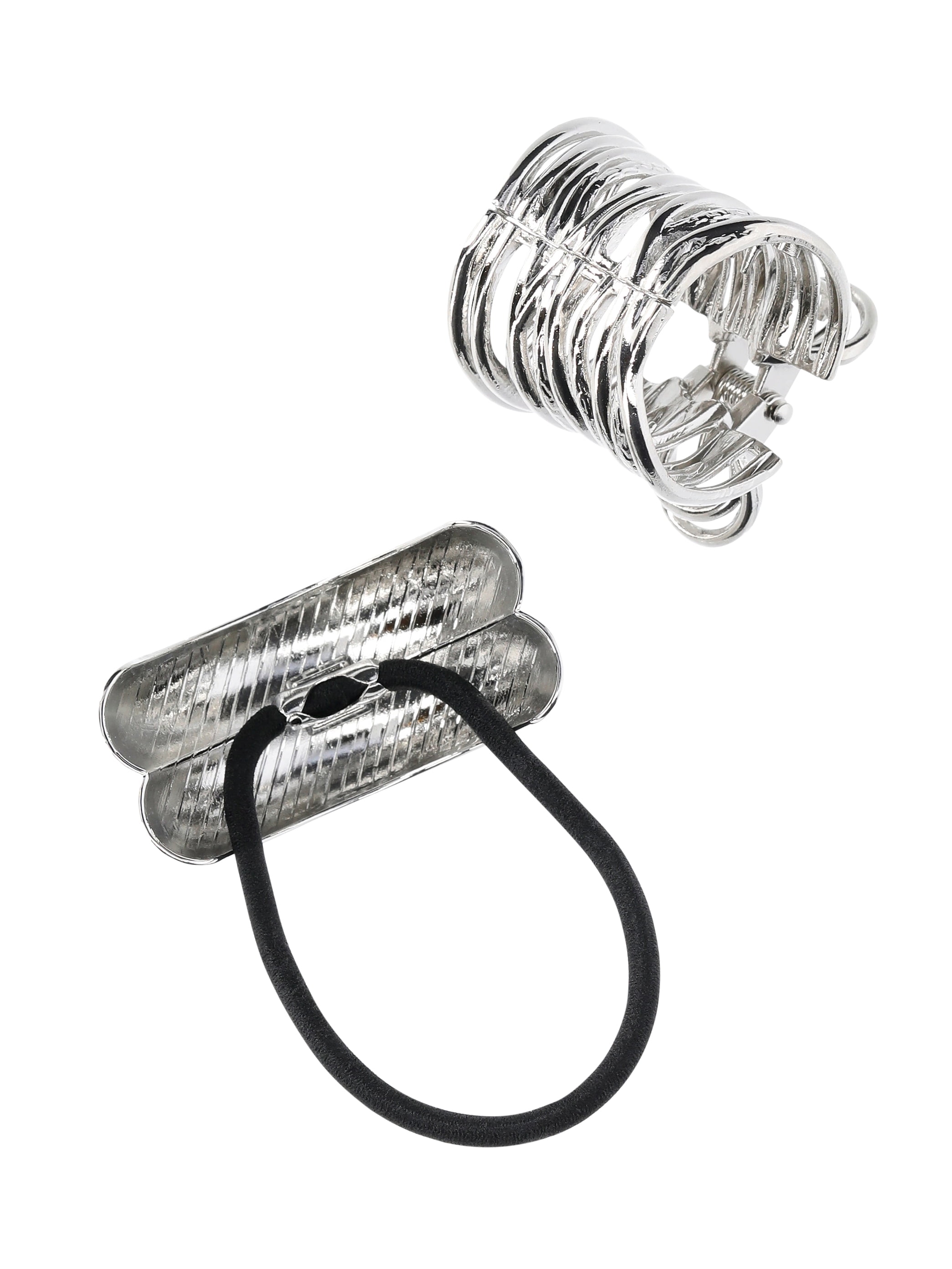 Time and Tru Metal Claw and Hair Tie, Silver