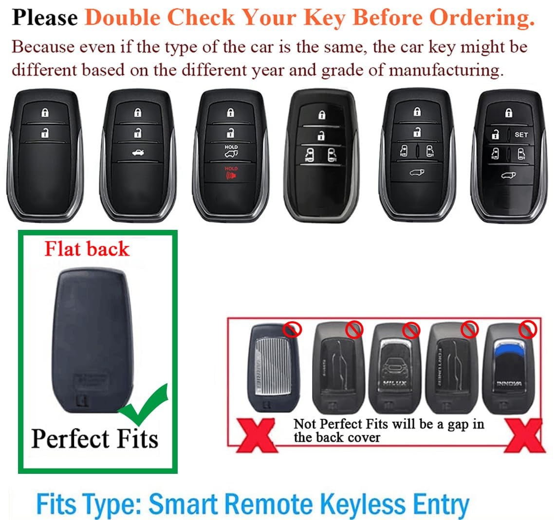 Leather+Zinc Alloy 3/4/5/6 Button Key Fob Cover Fit for Toyota Land Cruiser 2023 2022 Venza RAV4 Prime Hilux Fortuner Tundra Corolla Sequoia Keyless Key Holder with Keychain