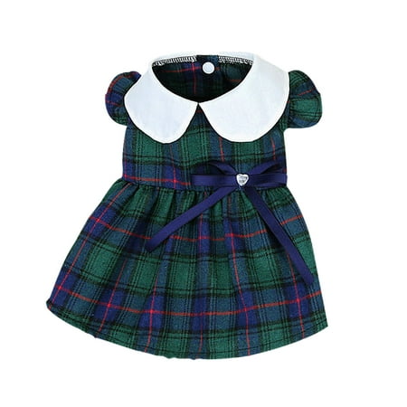 Plaid Dog Dresses for Small Dogs Summer Princess Dress with Bowknot Cute Fancy Puppy Clothes Ruffles Sleeveless Skirt Soft Female Pet Dress Doggie ApparelL