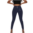 thumbnail image 5 of Admvng Women's Stretch Leggings with Button Detail High Waist Casual Work Pants, 5 of 9