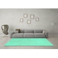 thumbnail image 3 of Ahgly Company Machine Washable Indoor Round Solid Turquoise Blue Modern Area Rugs, 5' Round, 3 of 4
