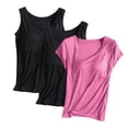 thumbnail image 1 of JMKQLZ Women's Cotton Solid Color Chest Mat Without Steel Rim Base Shirt, 1 of 2