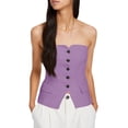 thumbnail image 3 of Sleeveless Women's Sexy Plunge Vest Jacket Button Fitted Strapless Work Suit Tank Top, 3 of 7