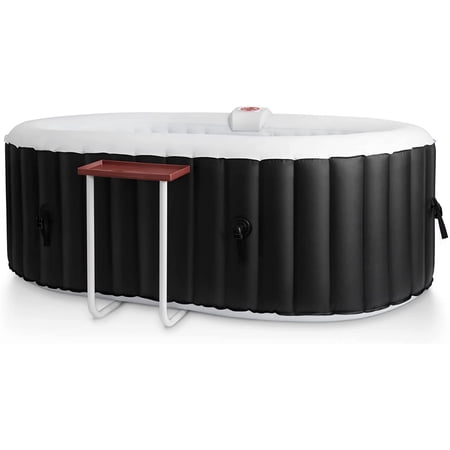 Inflatable Hot Tub Spa for 2-4 Person, Portable Outdoor Hot Tub with Built-in Pump, 75 x 47Inch Oval, Bubble Jets, Side Table, 2 Filter Cartridge Included