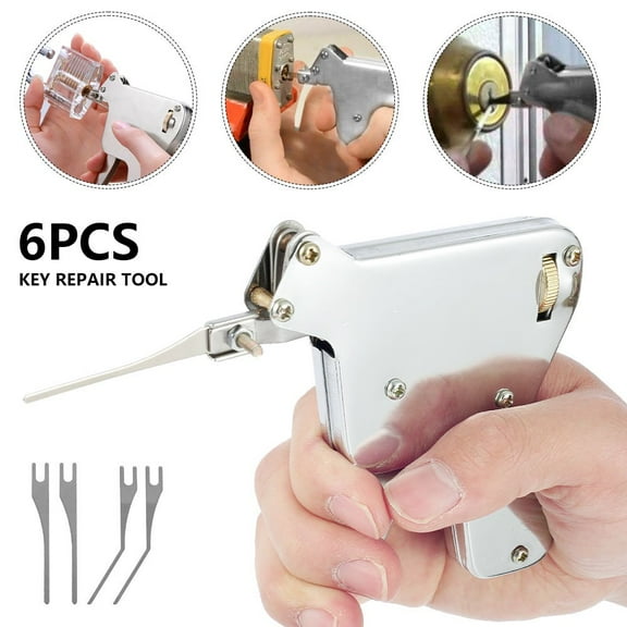 QJUHUNG Door Opener Gun Repair Tool Strong Power Unlock Lock Key Bump Pick Gun Repair Tool Kit Stainless Steel