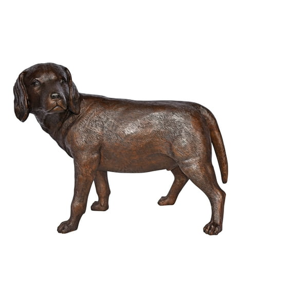 Beagle Dog Standing Made of Bronze, Statue - Size: 27"L x 14"W x 21"H.