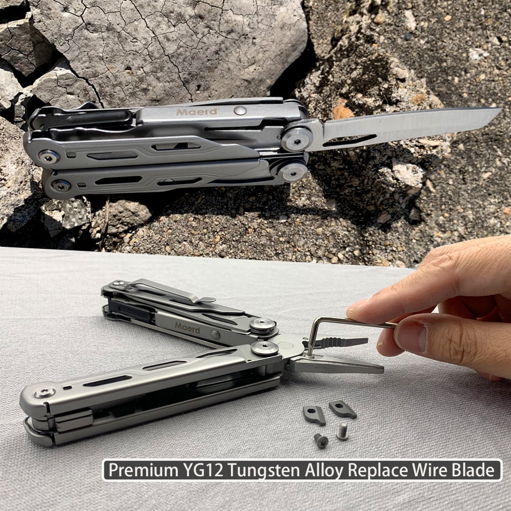 Maerd P6 Pocket Multitool with Foldable Self-Locking, 440A Stainless Steel Heavy Duty Multi tools, Outdoorsman Survival Camping EDC Multitools with Belt Clip