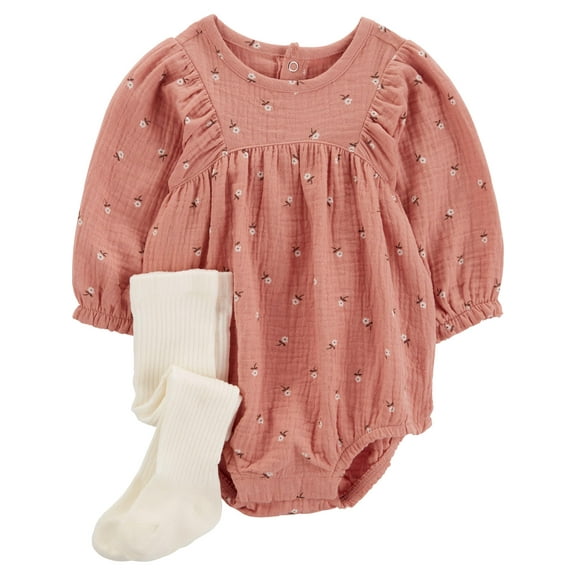 Carter's Child of Mine Baby Girl Bubble Bodysuit and Tights, 2-Piece, Sizes 0/3-24 Months