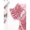 thumbnail image 5 of iiniim Kids Girls Mermaid Outfits Short Flutter Sleeves Sparkly Sequins Top for Halloween Carnival Theme Party Pink 12, 5 of 7