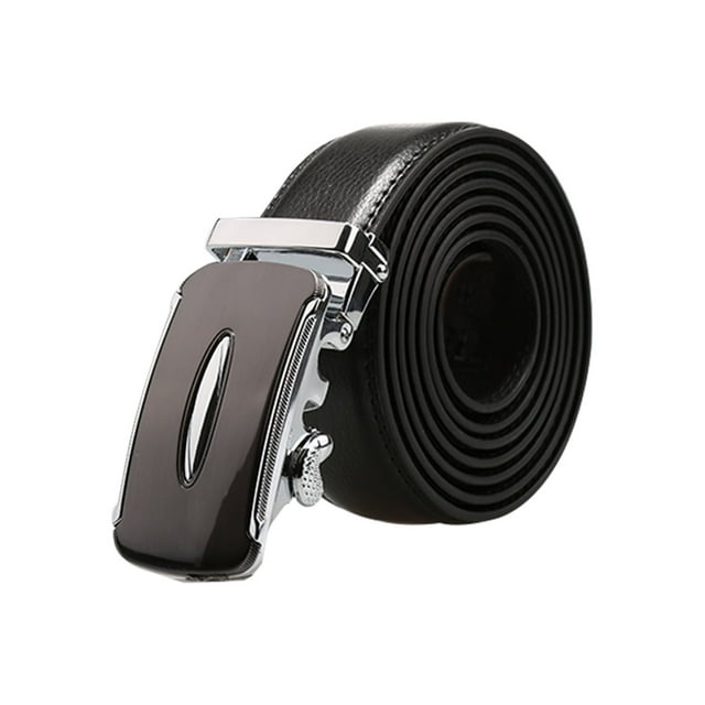 Cinturón de cuero de negocios con hebilla automática para hombres Inspire Chic, ovalado plateado 58 5/8-61 3/8