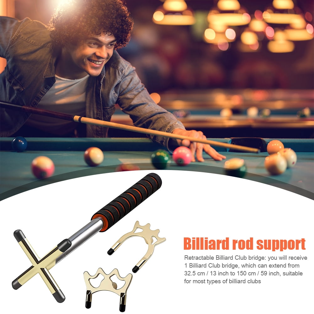Pont Rétractable Pour Queue De Billard - Extension 150cm, Tête Laiton, Acier Inoxydable, Compact