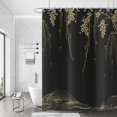 thumbnail image 2 of Black Luxury Shower Curtain, Gold Leaves Floral Flower Tree Branch Botanical Wave Stripe Waterproof Fabric Bathroom Curtain for Bathtub Home Decor with 12 Hooks Machine Washable, 72"x72", 2 of 6