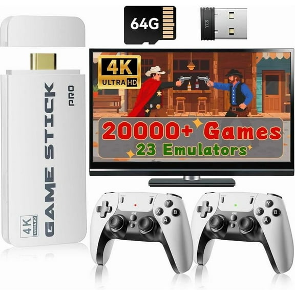 2025 New Upgraded RetroGame Console with 20,000 Games,4K HDMl Output, Wireless Controller, Game Emulator, Arcade Communication Stick