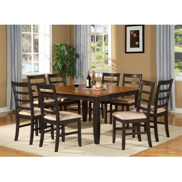 East West Furniture Parf9 Blk C 9 Piece, Square Dining Room Table With Eight Chairs