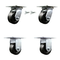 4 Inch Phenolic Caster Set with Roller Bearing 2 Swivel Lock and 2 Rigid SCC