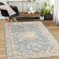 thumbnail image 3 of Aoile Vintage Area Rug 5x7, Washable Rug Low Pile Non-slip Floral Distressed Mat for Living Room Bedroom Dining Room Home Decor, Blue, 3 of 8