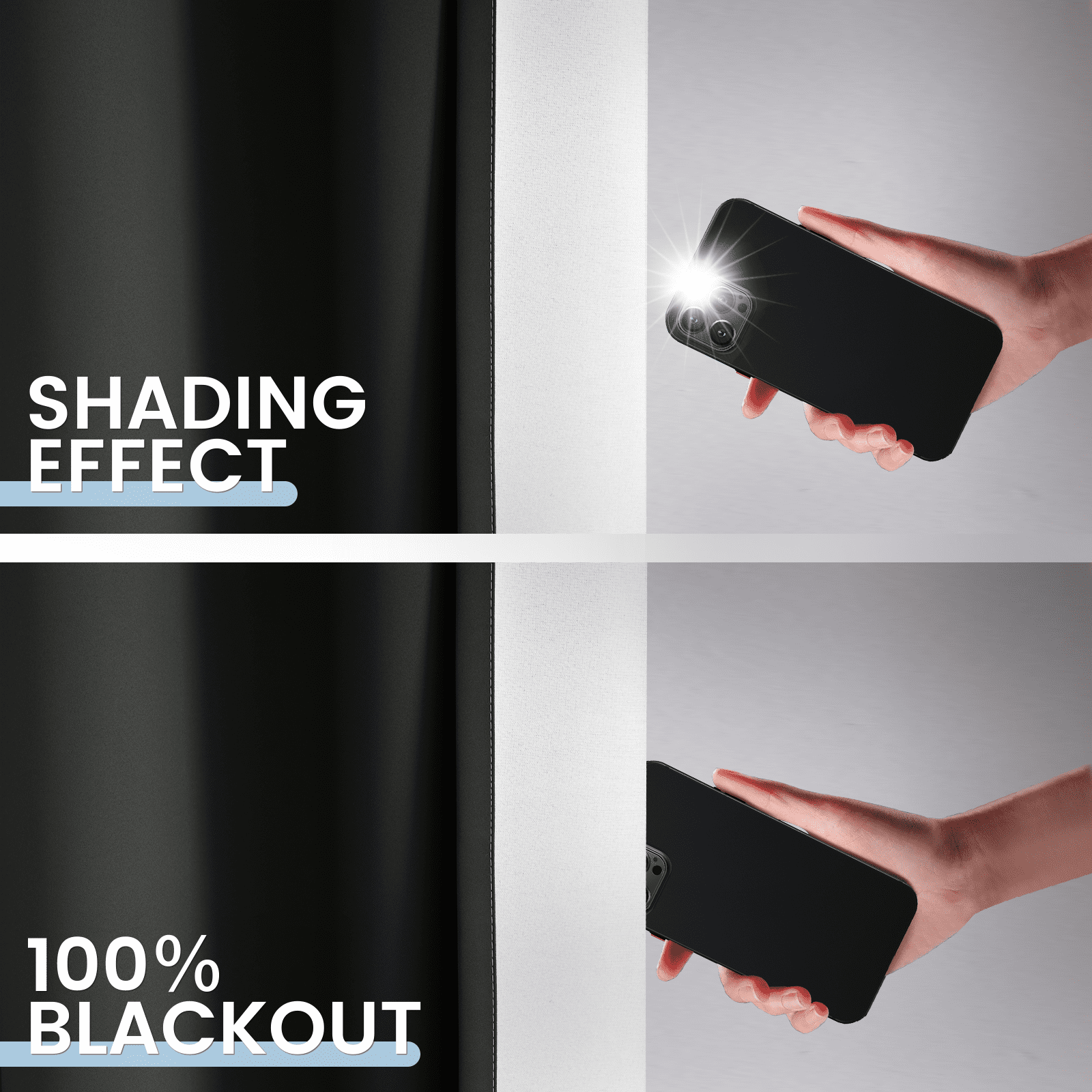 Yakamok 100% Blackout Curtains 84 Inch Length 2 Layers,Black Curtains for Bedroom Ombre Room Darkening Grommet Gradient Drapes, Light Blocking Thermal Insulated Window Curtains for Living Room