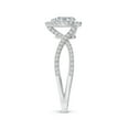thumbnail image 3 of ANGARA Natural Criss-Cross Diamond Halo Engagement Ring in 14K White Gold for Women (Size-6x4mm| Color-H| Clarity-SI2) | April Birthstone, Anniversary, Jewelry Gift for Women | Natural Diamond Ring, 3 of 9