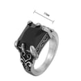 thumbnail image 4 of Men's Titanium Steel Ring with Square Black Onyx Stone Retro Band for Him Steel Blackstone or Steel Purple Stone Options Jewelry Gift, 4 of 7