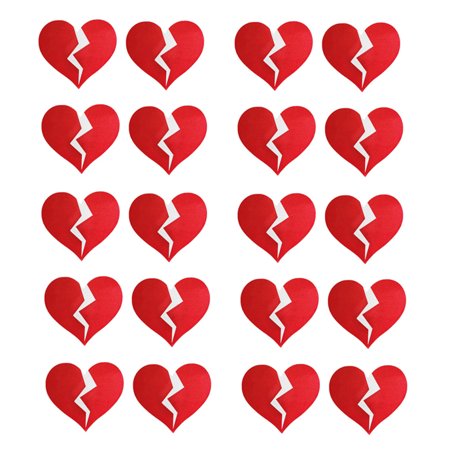 

HOMEMAXS 10 Pairs Women Disposable Breast Covers Red Broken Heart Nipples Cover Stickers