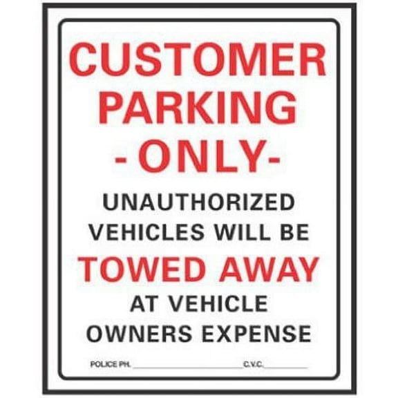 HY-KO 700 Parking Sign, Rectangular, Black/Red Legend, White Background, Plastic, 15 in W x 19 in H Dimensions