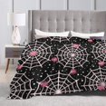 thumbnail image 4 of DouZhe Ultra-Soft Micro Fleece Lightweight Flannel Bed Blanket, Halloween Pink Spider Web Print Cozy Warm Throw Blankets, 80"x60", 4 of 7