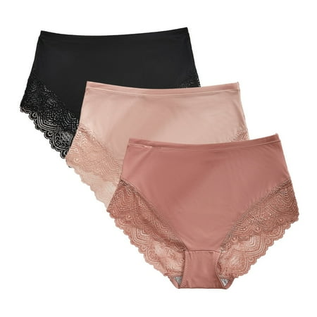 Baywell Women s Briefs Underwear Cotton High Waist Tummy Control Panties Lace Jacquard Ladies Panty