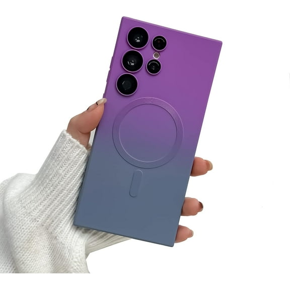 Magnetic Case for Samsung Galaxy Note 10 Case [Compatible with MagSafe] Camera Protector & Luxury Gradient Ultra Slim Soft Silicone Shockproof Case for Women Men, Purple&Grey